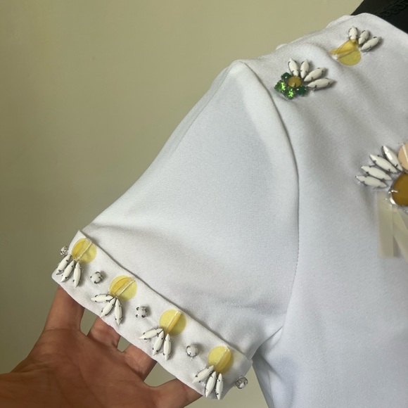 Banana Republic Pineapple beaded Blouse White XXS - Picture 4 of 9